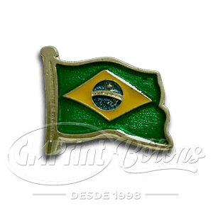 broche bandeira do Brasil em metal tremulando